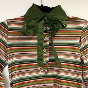 RARE Vintage 70’s P.J. Walsh Striped Long Sleeve Dress with Tie Neck (Size S)